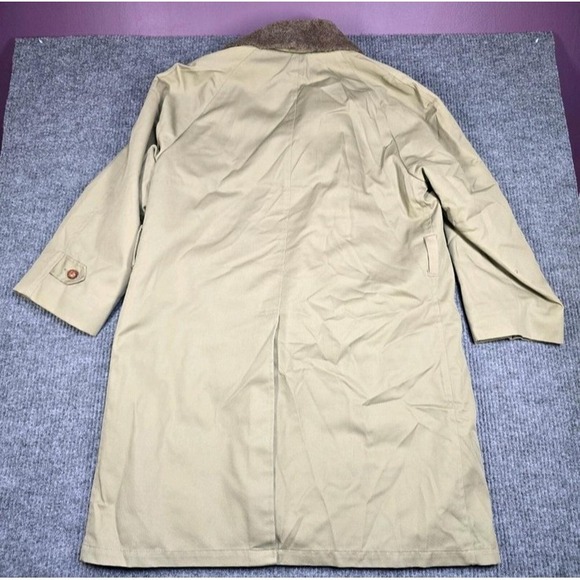 Vintage LL Bean Coat Men 46 Script Tag Wool Collar Lined Button Trench 70s 80s - Picture 3 of 16